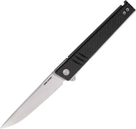Real Steel Kikashi Linerlock Folding Knife 14C28N Sandvik Blade Laminated Carbon Fiber Handle Extended Tang For EDC by Real Steel