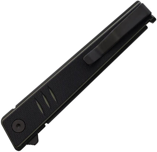 Real Steel Kikashi Linerlock Knife - 3.5 Inch Black PVD Blade With Green G10 Handle Extended Tang For EDC by Real Steel