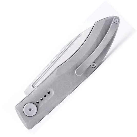 Real Steel Stella Folding Knife - S35VN Satin Blade And Gray Titanium Handle For EDC by Real Steel