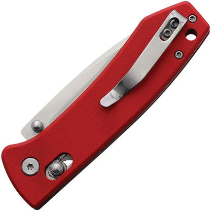 Rite Edge Rolling Lock - Red G10 Handle Satin 8Cr13MoV Drop Point Blade And Pocket Clip by Rite Edge