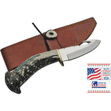 Rite Edge USA Guthook Knife RU-DHB2 - Stainless Guthook Blade With Deer Stag Handle Turquoise Inlay by Rite Edge USA