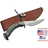Rite Edge USA Skinner RU-DHB5 - 10-Inch Overall Stainless Skinner With Deer Stag Turquoise Inlay Handle And Brass Guard by Rite Edge USA