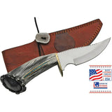 Rite Edge USA Skinner RU-EKB7 - Elk Stag Handle with Turquoise Inlay and Mirror Finish Stainless Blade by Rite Edge USA