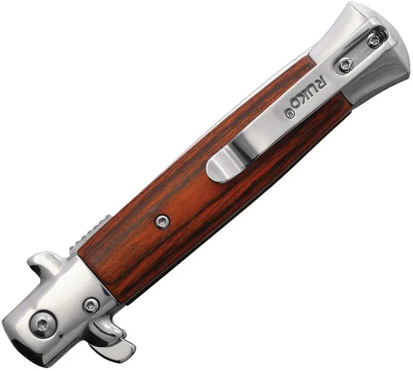 Ruko Shark Linerlock AO Pakkawood - Assisted Opening 4in Spear Point Blade 5in Closed Brown Pakkawood Handle by Ruko