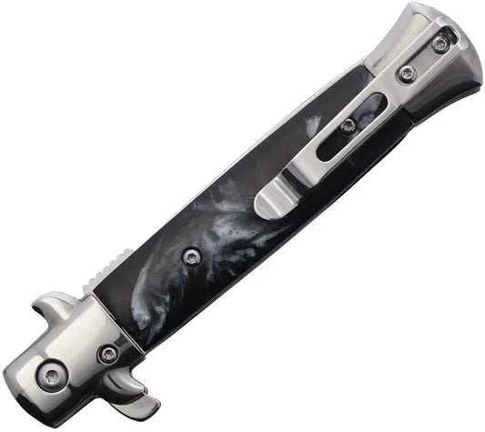 Ruko Shark Linerlock Assisted Opening Swirl 184BP Satin 420 Stainless Blade With Black Swirl Handle by Ruko