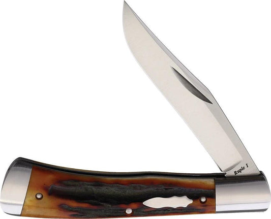 Old School Knifeworks Ruple 1 Trapper Amber Stag RUP1AS by Old School Knifeworks