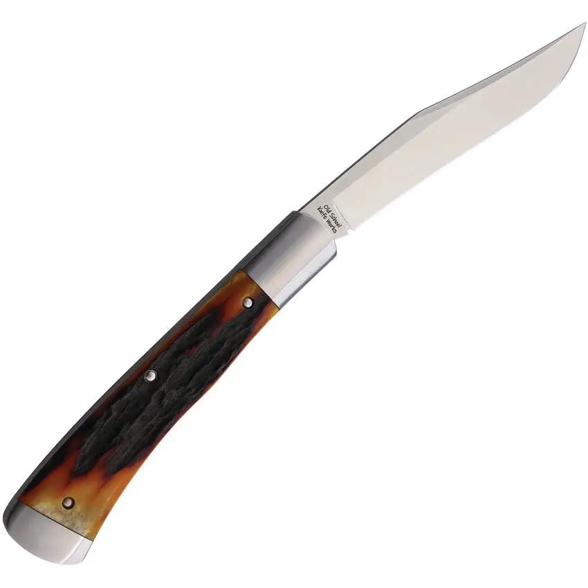 Old School Knifeworks Ruple 1 Trapper Amber Stag - 125 Piece Limited Edition 2021 VG10 Clip Blade by Old School Knifeworks