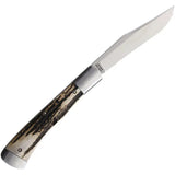 Old School Knifeworks Ruple 1 Trapper Natural Stag - VG-10 Clip Blade, Stag Handle, Nickel Silver Bolsters by Old School Knifeworks
