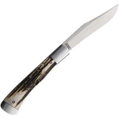 Old School Knifeworks Ruple 1 Trapper Natural Stag - VG-10 Clip Blade, Stag Handle, Nickel Silver Bolsters by Old School Knifeworks
