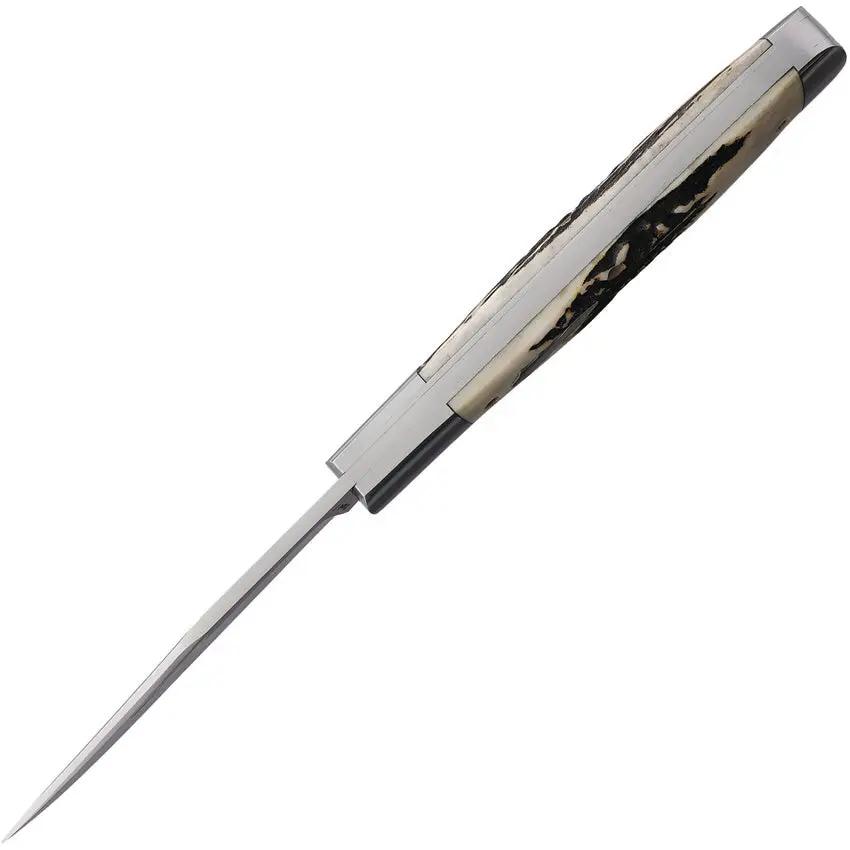 Old School Knifeworks Ruple 1 Trapper Natural Stag - VG-10 Clip Blade, Stag Handle, Nickel Silver Bolsters by Old School Knifeworks