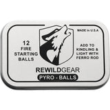 Rewild Gear Pyro Balls - 12 Easy to Light Accelerant-Dipped Cotton Balls in Gift Tin by Rewild Gear