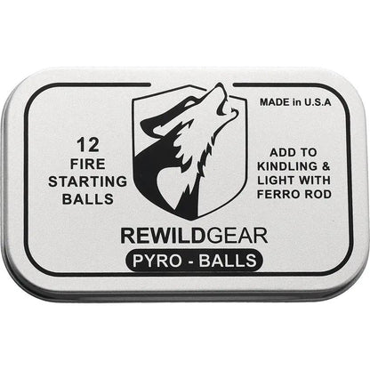 Rewild Gear Pyro Balls - 12 Easy to Light Accelerant-Dipped Cotton Balls in Gift Tin by Rewild Gear