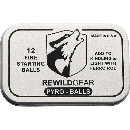 Rewild Gear Pyro Balls - 12 Easy to Light Accelerant-Dipped Cotton Balls in Gift Tin by Rewild Gear