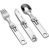 ROXON 3 In 1 Camping Utensil Set C1S - Magnetic Folding Stainless Steel With Drawstring Pouch by ROXON