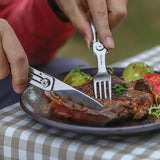 ROXON 3 In 1 Camping Utensil Set C1S - Magnetic Folding Stainless Steel With Drawstring Pouch by ROXON