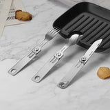 ROXON 3 In 1 Camping Utensil Set C1S - Magnetic Folding Stainless Steel With Drawstring Pouch by ROXON