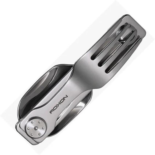 ROXON 2 In 1 Camping Utensil Set C2 - Detachable Spoon And Fork With Mirror Polished Stainless 420U6 by ROXON