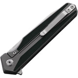 ROXON 8 Inch Folding Knife - D2 Tool Steel Blade With Gray Titanium Handle And Green Leather Inlay by ROXON