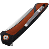 ROXON 8 Inch Folding Knife D2 Satin Blade - Extended Tang Leather Inlay Pocket Clip Lanyard Hole by ROXON