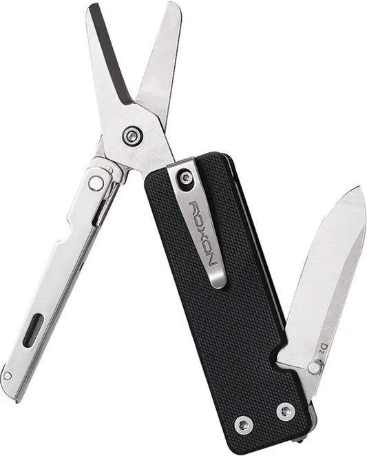 ROXON KS2 Elite Multi Tool KS2E - D2 Steel Blade, Bit Driver Set, 14 Tools, Black G10 Handles by ROXON