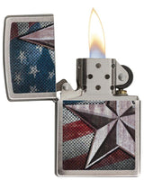 Retro Star Zippo Lighter – Brushed Chrome by Zippo