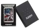 Retro Star Zippo Lighter – Brushed Chrome by Zippo