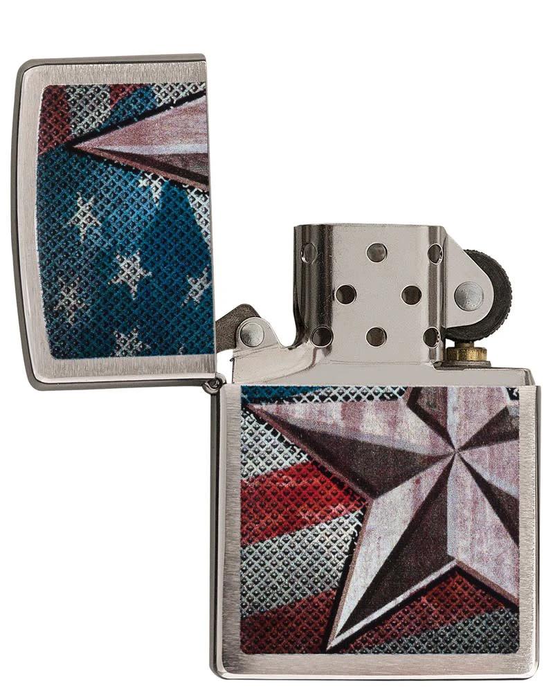 Retro Star Zippo Lighter – Brushed Chrome by Zippo