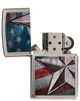 Retro Star Zippo Lighter – Brushed Chrome by Zippo