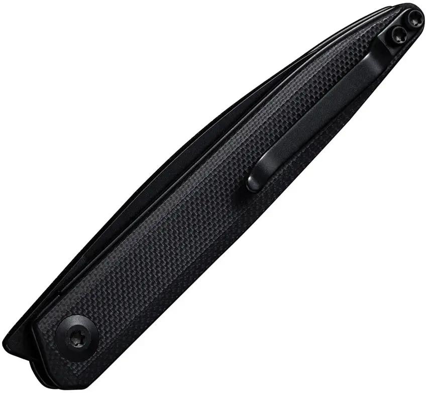 SENCUT Jubil Linerlock Black S20029-2 - 3in D2 Wharncliffe Blade, Black G10 Handle, Extended Tang by SENCUT