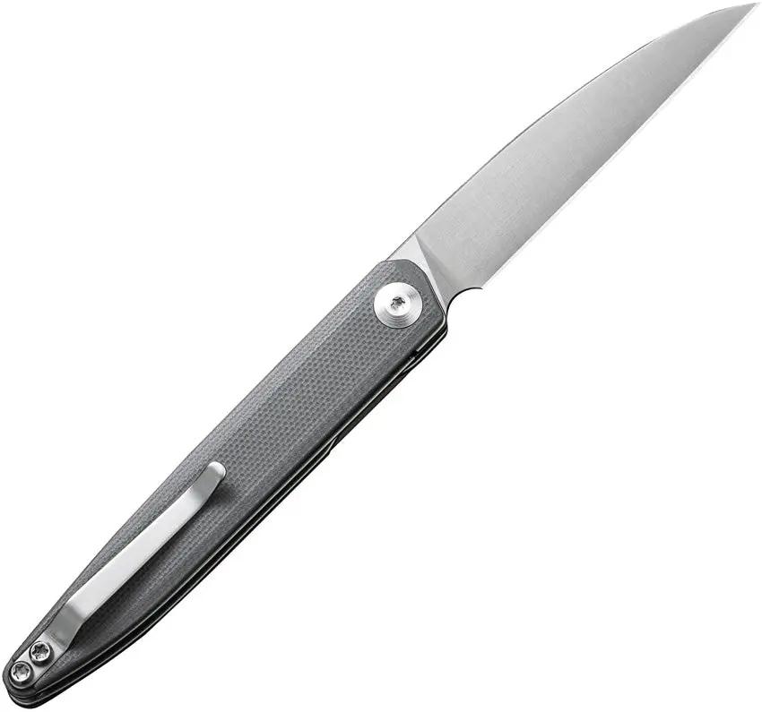 SENCUT Jubil Linerlock Gray S20029-3 - Satin D2 Wharncliffe Blade 3.88in Closed Gray G10 Handle With Pocket Clip by SENCUT