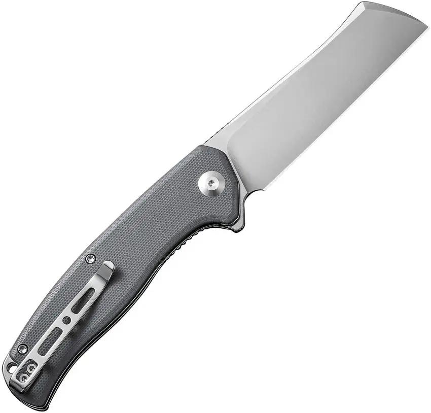 SENCUT Traxler Linerlock Gray G10 - 3.5 Inch Satin 9Cr18MoV Sheepsfoot Blade Extended Tang Pocket Clip by SENCUT