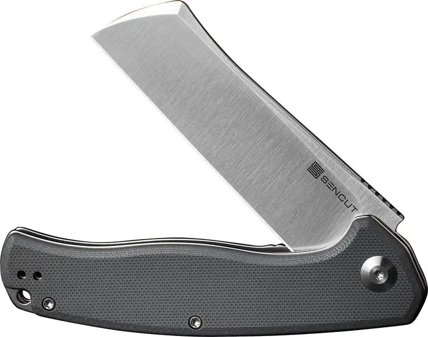 SENCUT Traxler Linerlock Gray G10 - 3.5 Inch Satin 9Cr18MoV Sheepsfoot Blade Extended Tang Pocket Clip by SENCUT