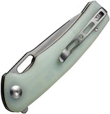 SENCUT Vesperon Linerlock Jade S20065-2 - Jade G10 Handle, Satin 9Cr18MoV Blade, Extended Tang, Thumb Pull by SENCUT