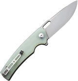 SENCUT Vesperon Linerlock Jade S20065-2 - Jade G10 Handle, Satin 9Cr18MoV Blade, Extended Tang, Thumb Pull by SENCUT