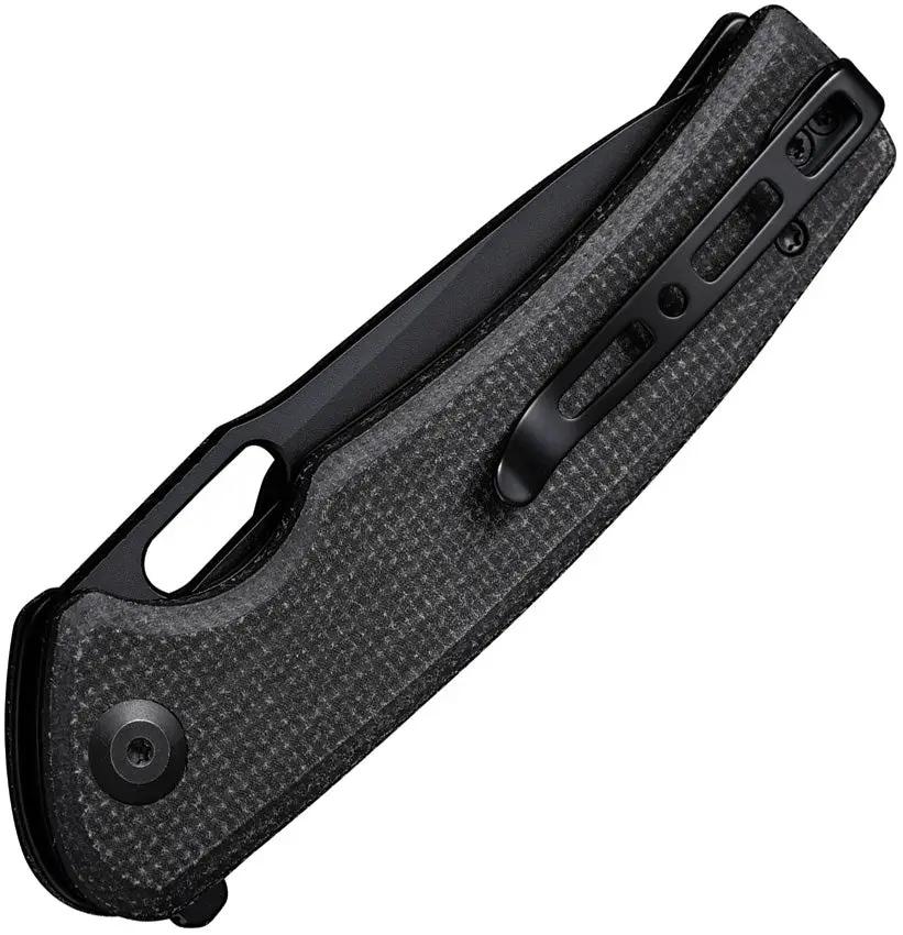 SENCUT Vesperon Linerlock - Black Micarta Handle, 4.5 Inch Closed, 3.38 Inch Black 9Cr18MoV Blade by SENCUT