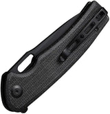 SENCUT Vesperon Linerlock - Black Micarta Handle, 4.5 Inch Closed, 3.38 Inch Black 9Cr18MoV Blade by SENCUT