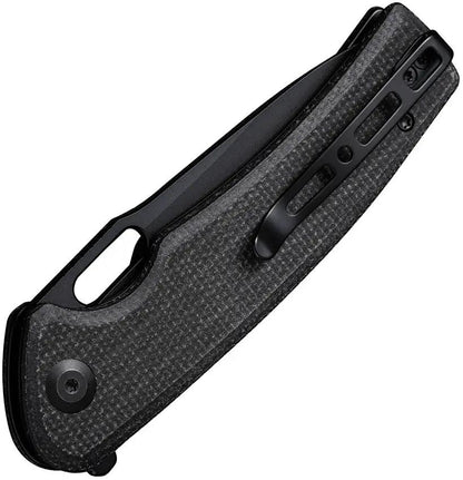 SENCUT Vesperon Linerlock - Black Micarta Handle, 4.5 Inch Closed, 3.38 Inch Black 9Cr18MoV Blade by SENCUT