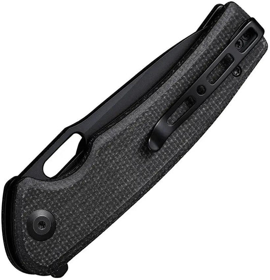 SENCUT Vesperon Linerlock - Black Micarta Handle, 4.5 Inch Closed, 3.38 Inch Black 9Cr18MoV Blade by SENCUT