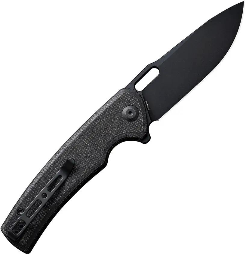 SENCUT Vesperon Linerlock - Black Micarta Handle, 4.5 Inch Closed, 3.38 Inch Black 9Cr18MoV Blade by SENCUT