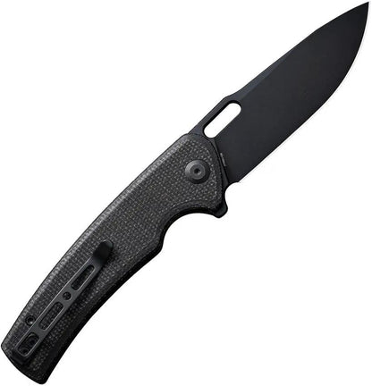SENCUT Vesperon Linerlock - Black Micarta Handle, 4.5 Inch Closed, 3.38 Inch Black 9Cr18MoV Blade by SENCUT