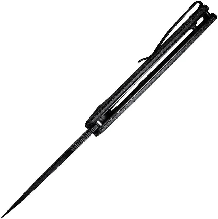 SENCUT Vesperon Linerlock - Black Micarta Handle, 4.5 Inch Closed, 3.38 Inch Black 9Cr18MoV Blade by SENCUT