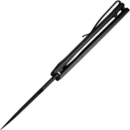SENCUT Vesperon Linerlock - Black Micarta Handle, 4.5 Inch Closed, 3.38 Inch Black 9Cr18MoV Blade by SENCUT