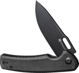 SENCUT Vesperon Linerlock - Black Micarta Handle, 4.5 Inch Closed, 3.38 Inch Black 9Cr18MoV Blade by SENCUT