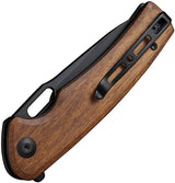 SENCUT Vesperon Linerlock Wood - 9Cr18MoV Blade, Guibourtia Wood Handle, Extended Tang, Thumb Pull by SENCUT
