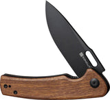 SENCUT Vesperon Linerlock Wood - 9Cr18MoV Blade, Guibourtia Wood Handle, Extended Tang, Thumb Pull by SENCUT