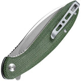 SENCUT San Angelo Linerlock Micarta S21003-3 - Green Canvas Micarta Handle With Extended Tang by SENCUT