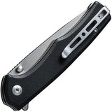 SENCUT Crowley Button Lock Knife - Black G10 Handle, 3.5 Inch Satin D2 Blade, Extended Tang by SENCUT