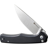 SENCUT Crowley Button Lock Knife - Black G10 Handle, 3.5 Inch Satin D2 Blade, Extended Tang by SENCUT