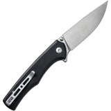 SENCUT Crowley Button Lock Knife - Black G10 Handle, 3.5 Inch Satin D2 Blade, Extended Tang by SENCUT