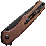 SENCUT Crowley Button Lock Wood S21012-5 - D2 Tool Steel Blade And Extended Tang by SENCUT